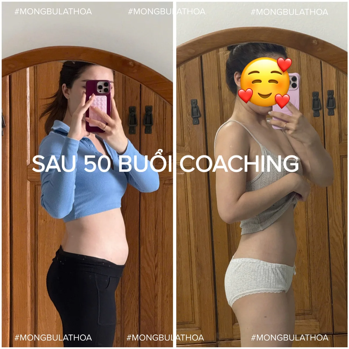Client transformation 9 — before and after personal training with Thoa
