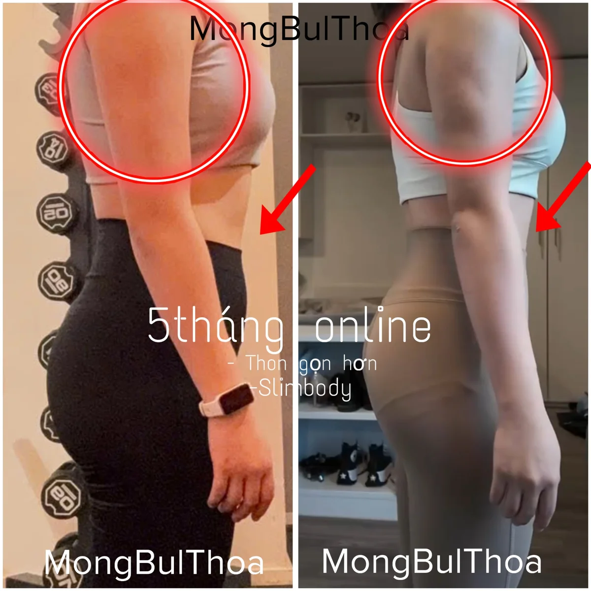Client transformation 14 — before and after personal training with Thoa