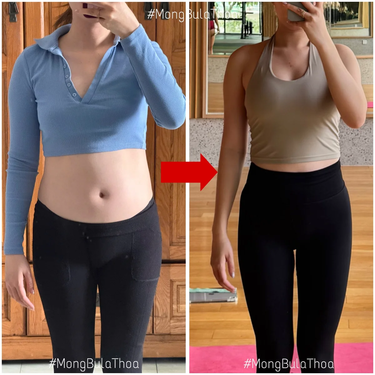 Client transformation 18 — before and after personal training with Thoa